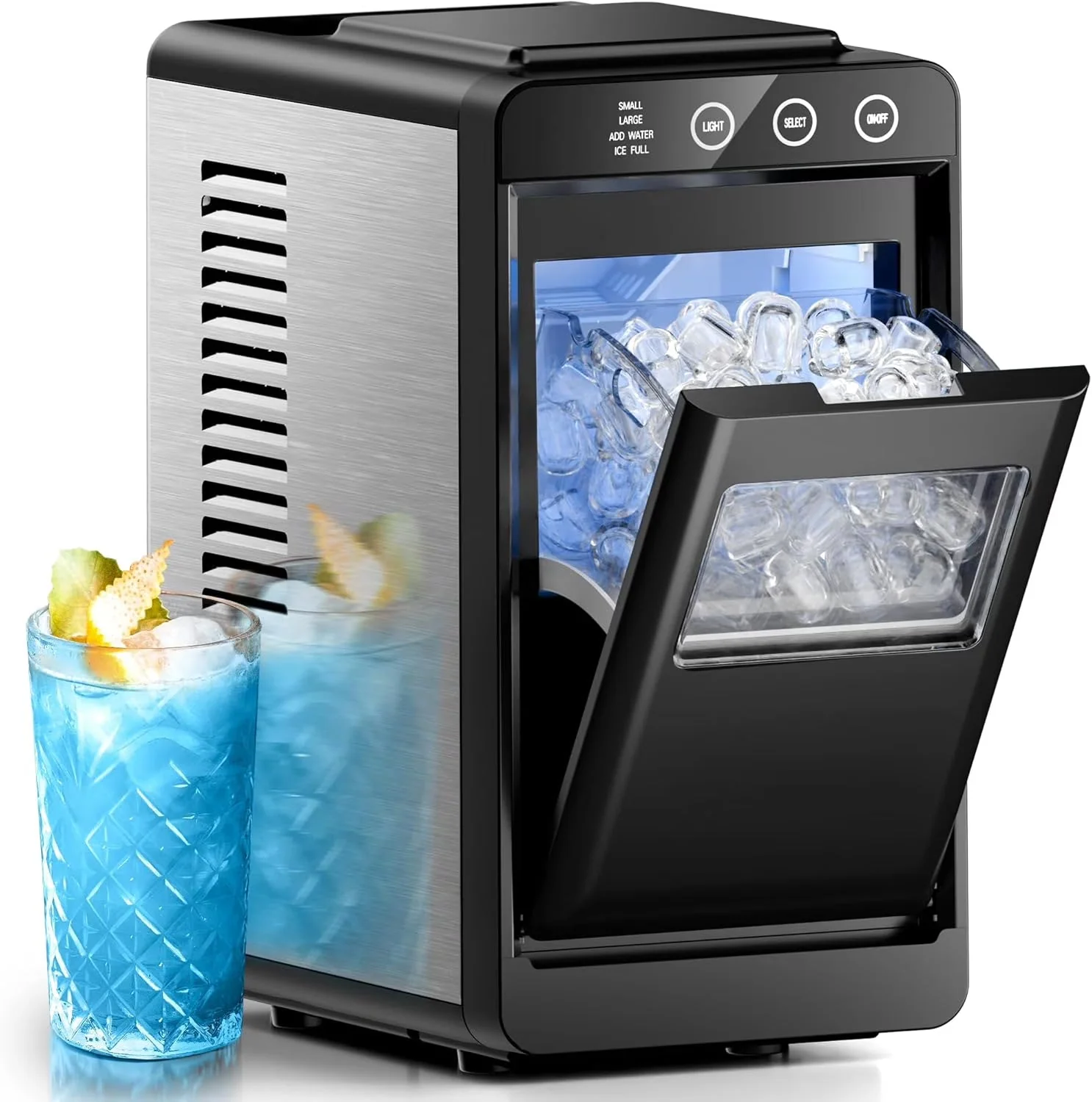 2026 NEW Moifoi Ice Maker Countertop, 26 lbs/24 H, 8 Pcs Ice in 6 Mins, Portable Ice Maker Machine with Self-Cleaning, Interior Lighting, 2 Sizes Bullet Ice, Black