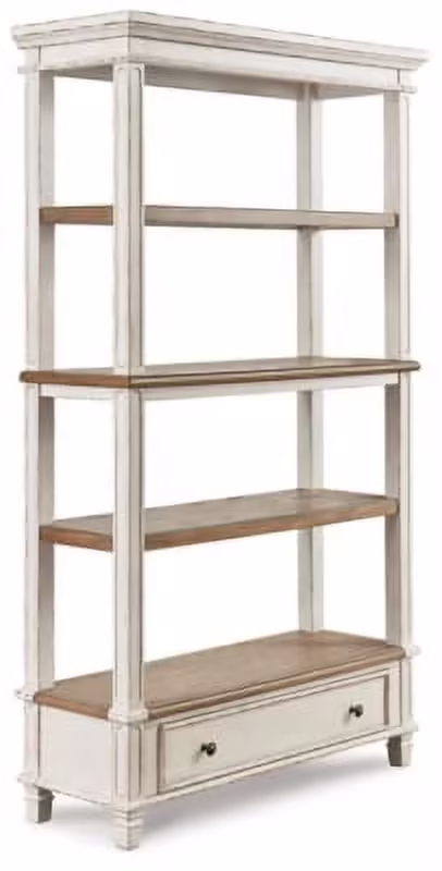 Signature Design by Ashley Realyn French Country 75" Bookcase with Drawer, Chipped White