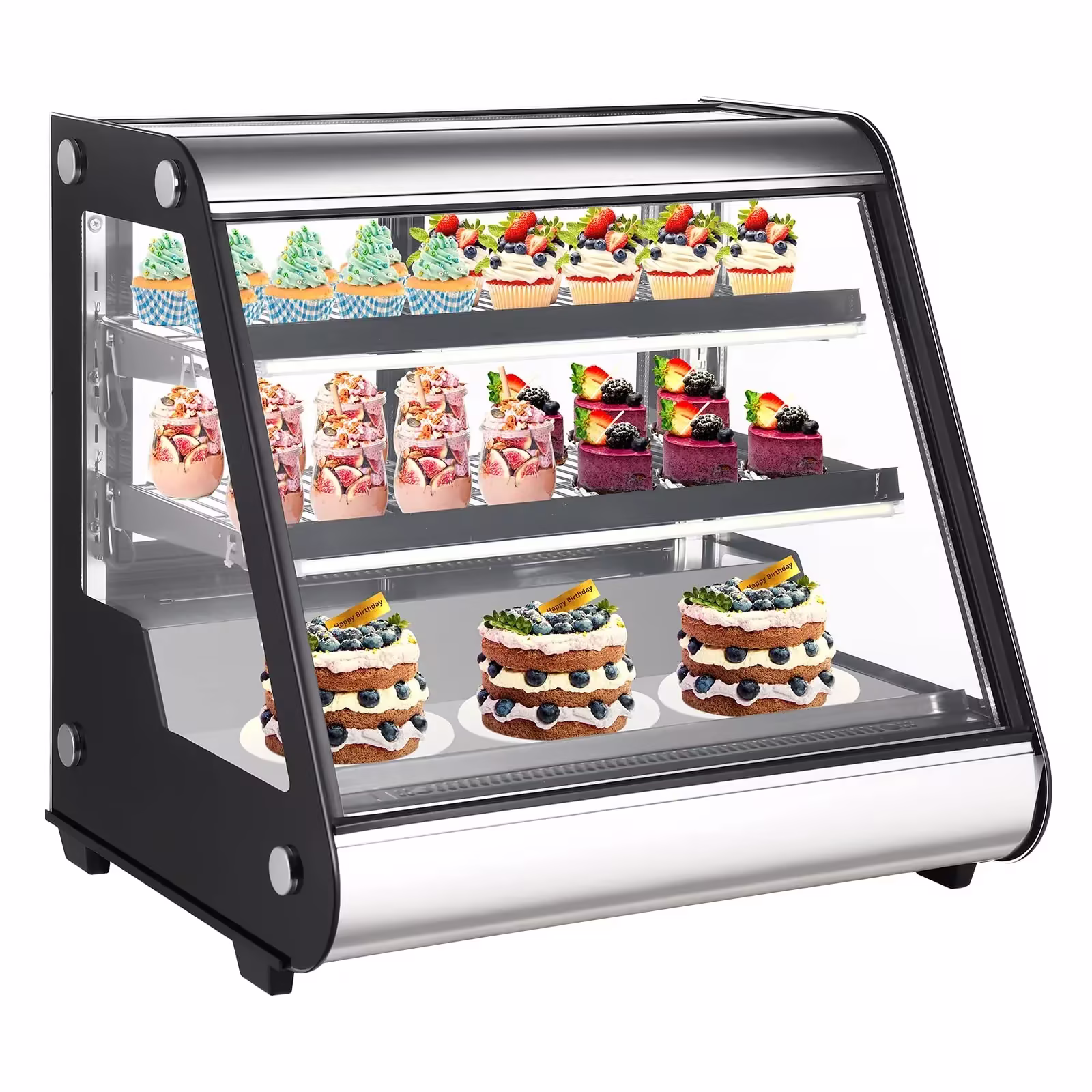 2025 Commercial Refrigerator Display Case 130L (4.6 Cu.FT) – Auto Defrost, Tempered Glass + LED Lighting, Countertop Commercial Use