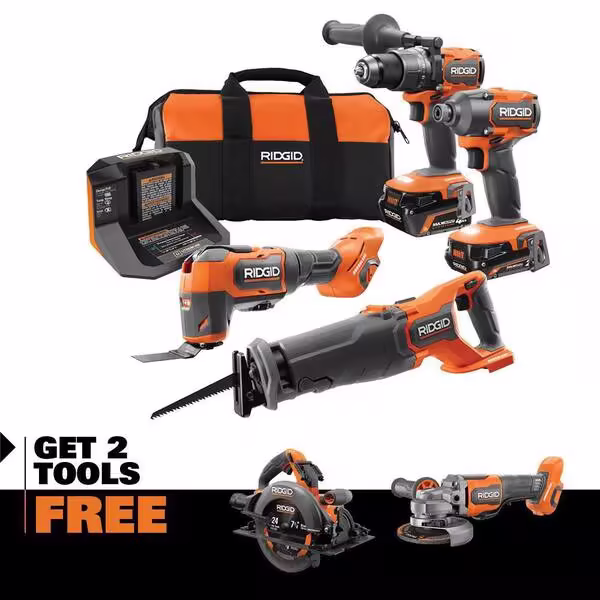 18V Brushless Cordless 4-Tool Combo Kit w/ 18V Brushless 7-1/4 in. Circular Saw, 18V Brushless 4-1/2 in. Angle Grinder