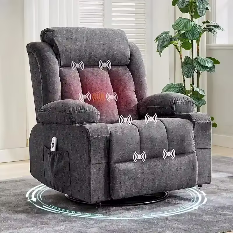 Recliner Chair, Rocking Chairs with Massage and Heat, Side Pockets and Cup Holder