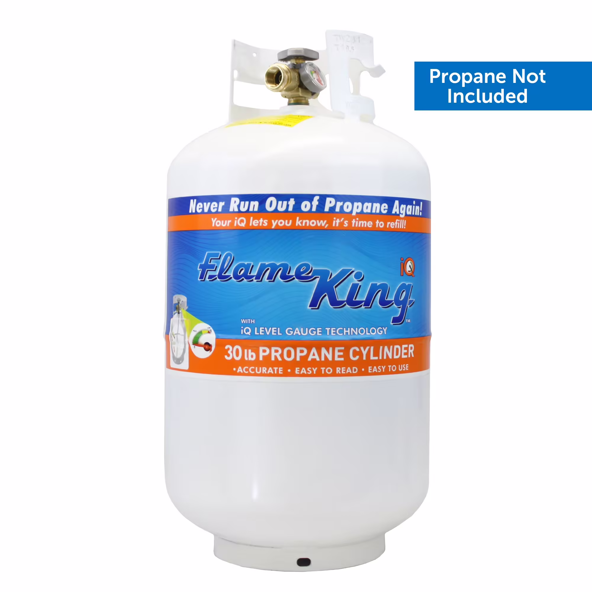 Flame King Empty Steel Propane Tank LP Cylinder with OPD Valve & Built-in Gauge, 30 lbs