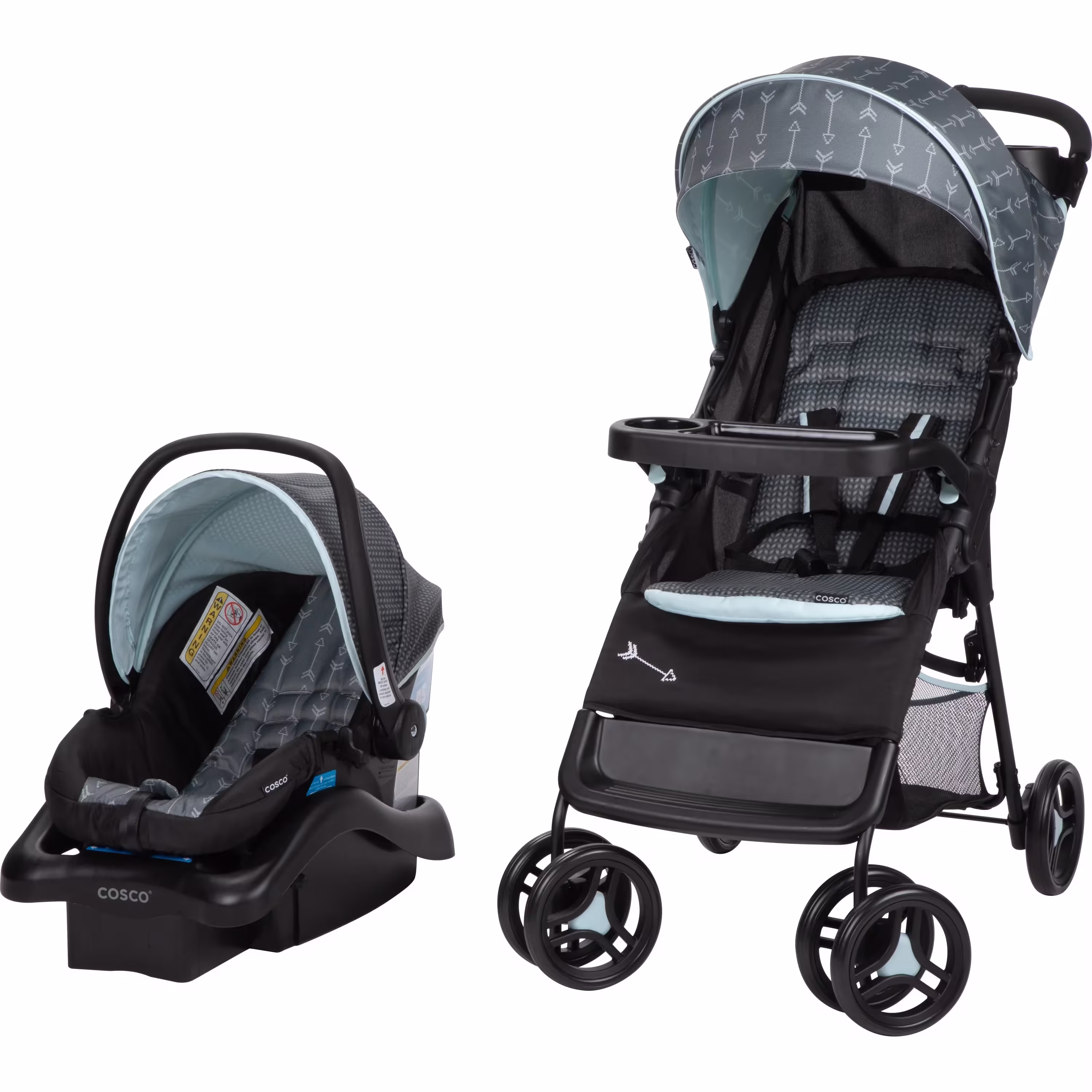 Cosco Kids Lift & Stroll DX Travel System, Gray Arrows, Toddler, Unisex