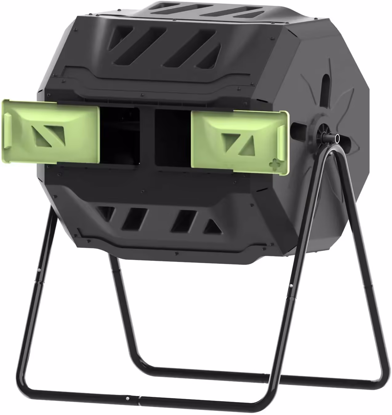 Large Compost Tumbler Bin Dual Compartment Better AirCirculation Efficient Compost BPA Free Sturdy Steel Frame 43Gallon (2 21.5Gal) Blue Door