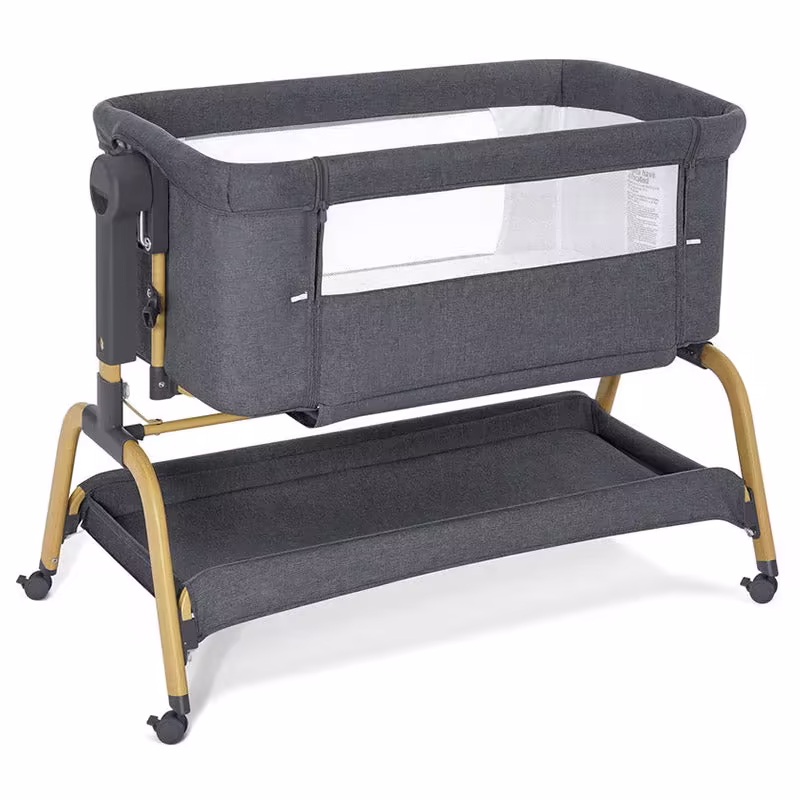 Rocking Bassinet Bedside Sleeper, Adjustable Height, Portable with Wheels, Includes Comfy Mattress, for Newborns