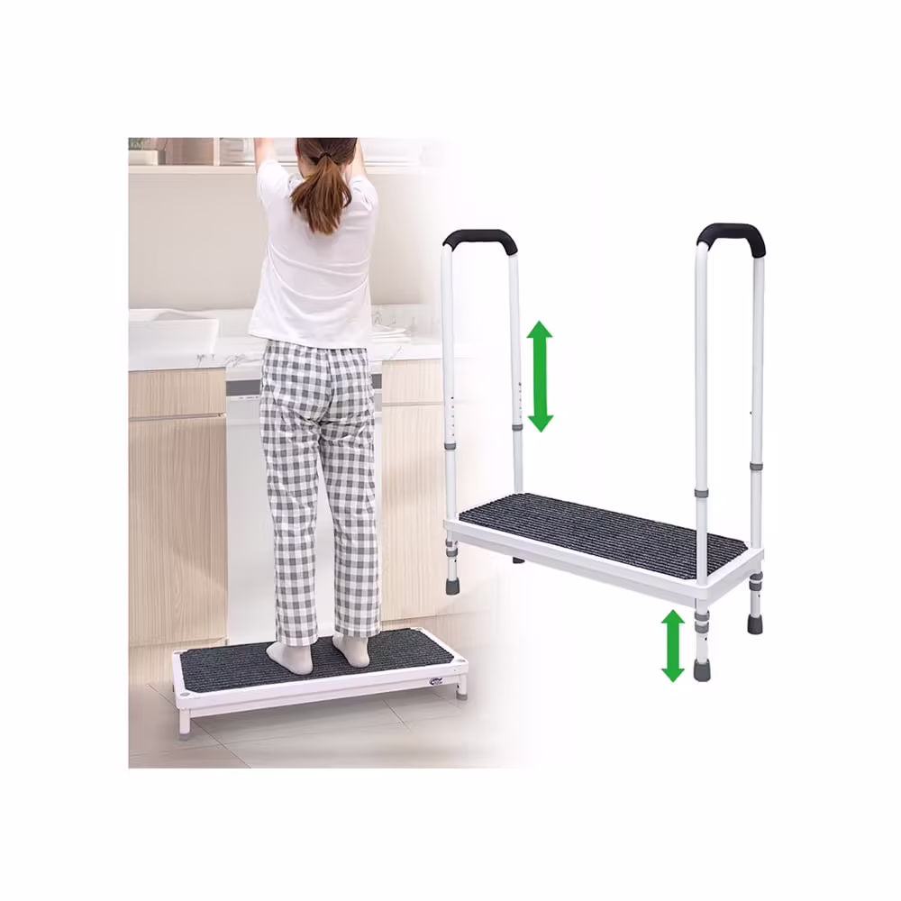Step Stool with Handle for Elderly Medical Step Stools Seniors Handicap High Beds Mobility Platform Steel Foot Steps With Handrails Ramp Assist for Car, Bedside, Shower, Bathtub