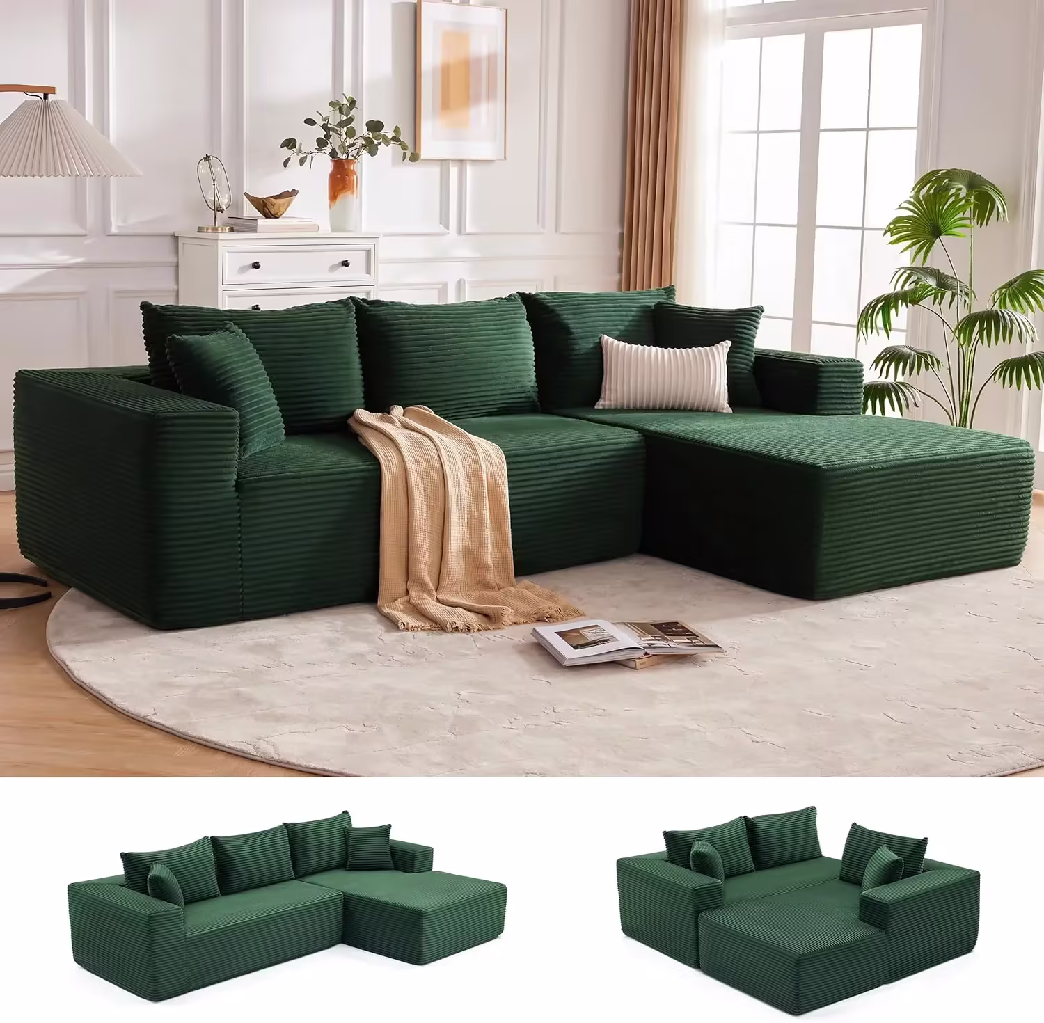 110 Cloud Sectional Couch, Boneless Sofa for Living Room Modular Sectional Sofa with Deep Seat