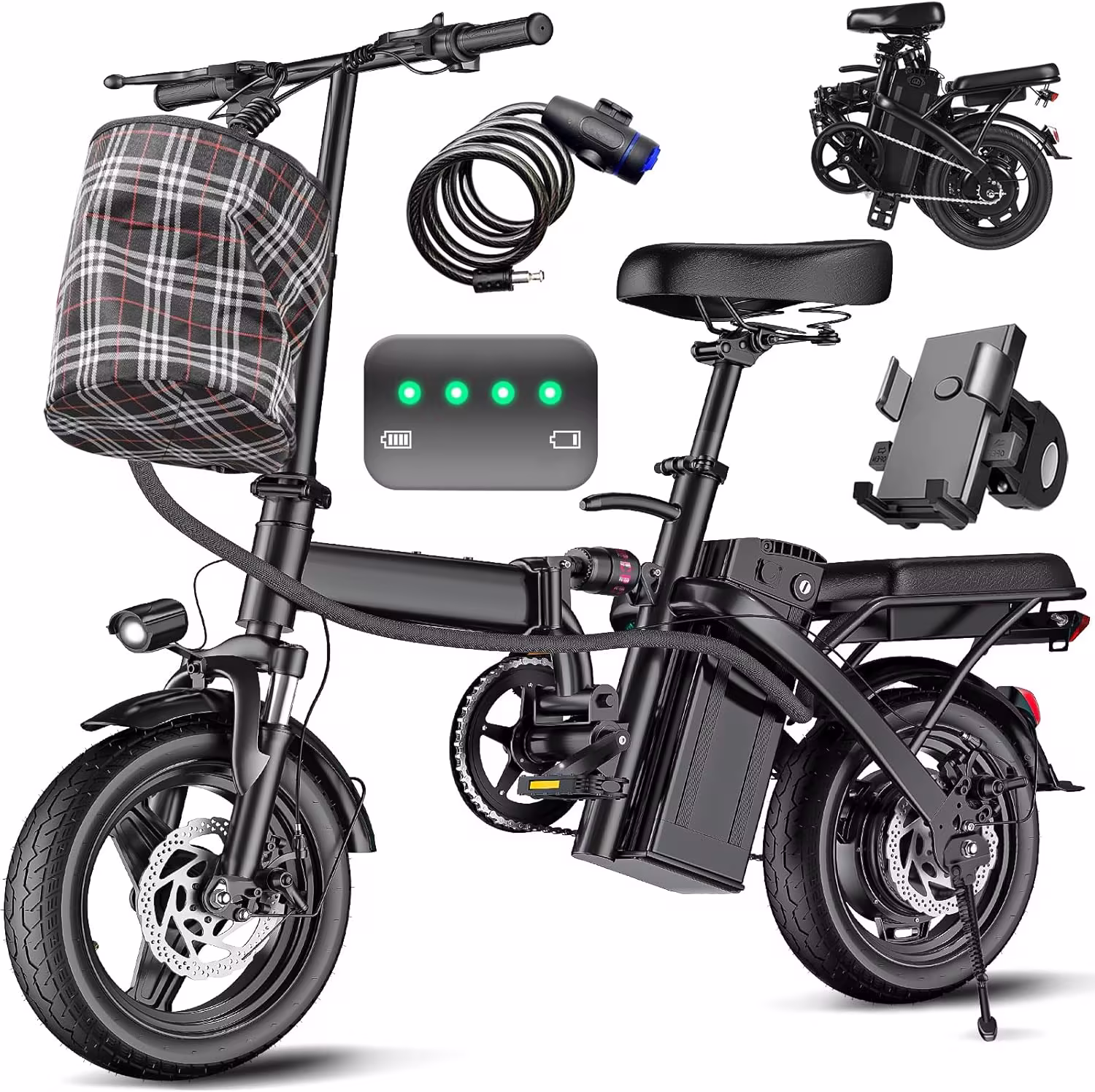 Electric Bike for Adults Teens Folding E-Bike Commuter City Foldable ebike Motor 48V 24MPH