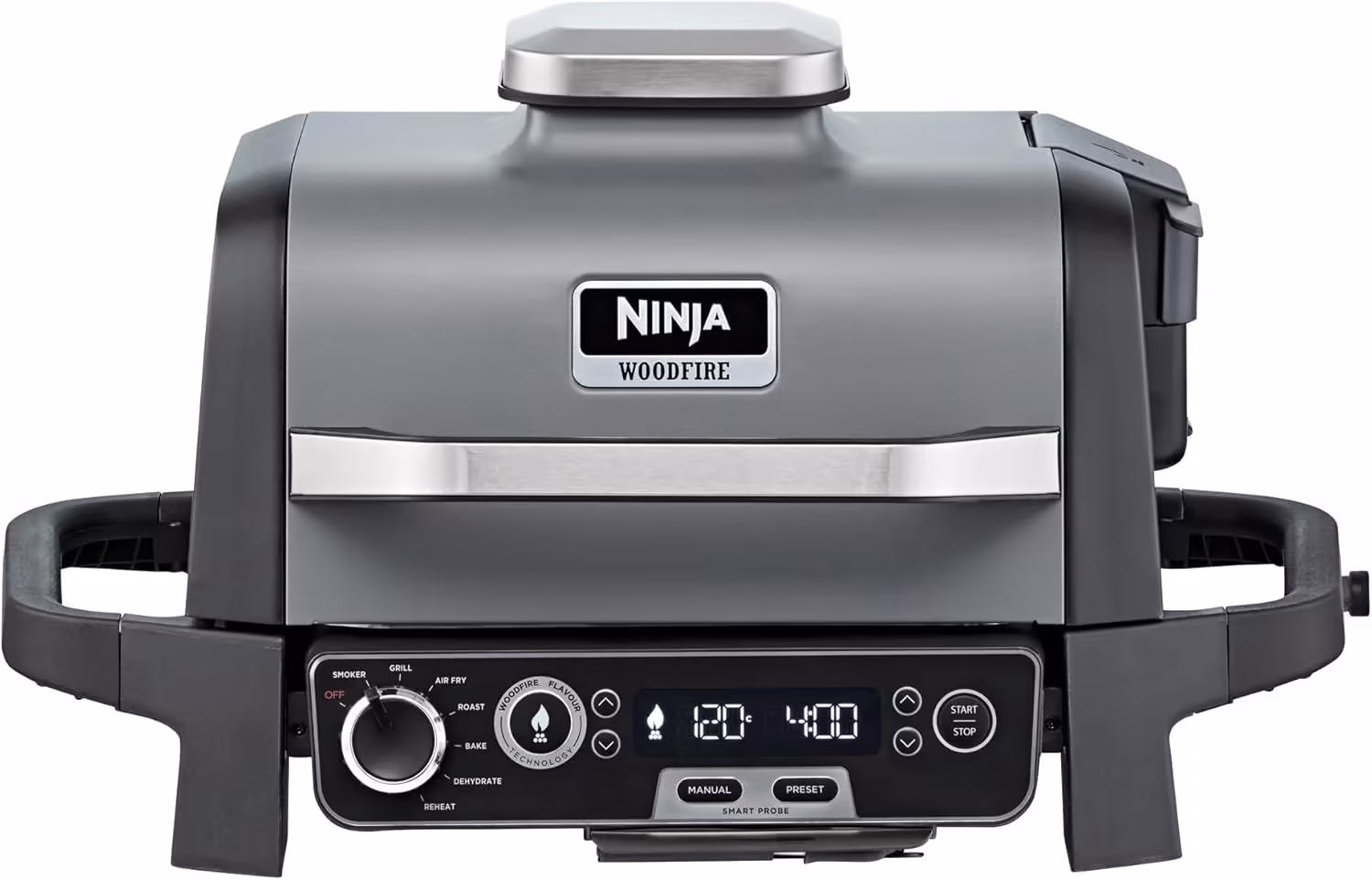 Ninja Woodfire Electric BBQ & Smoker with Air Fryer, Portable Outdoor Grill, Cool Grey
