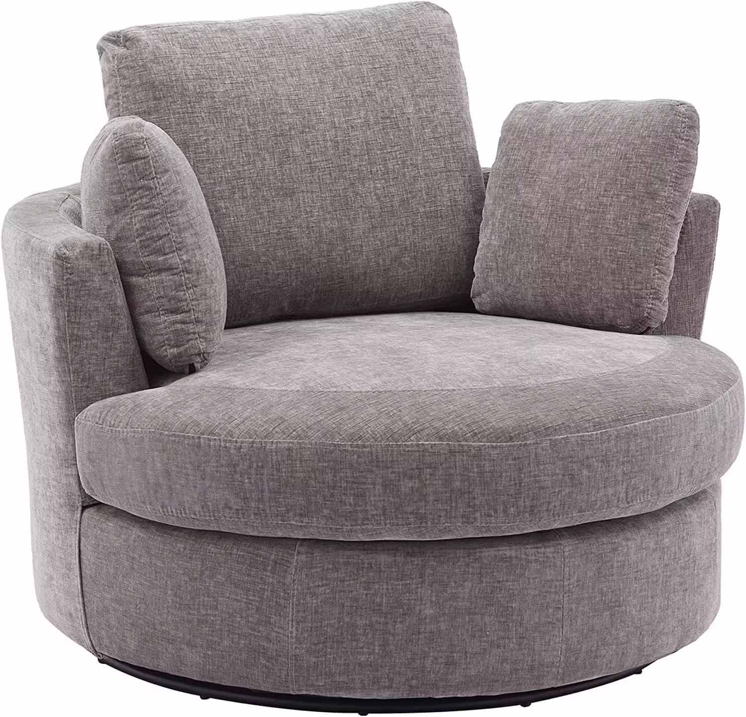 42" W Small Loveseat Sofa Couch, Swivel Barrel Chairs for Bedroom 360 Degree Swivel Accent Chairs for Living Room, Chenille Fabric Club Chair Chaises Lounges for Living Room/Office/Hotel, Grey