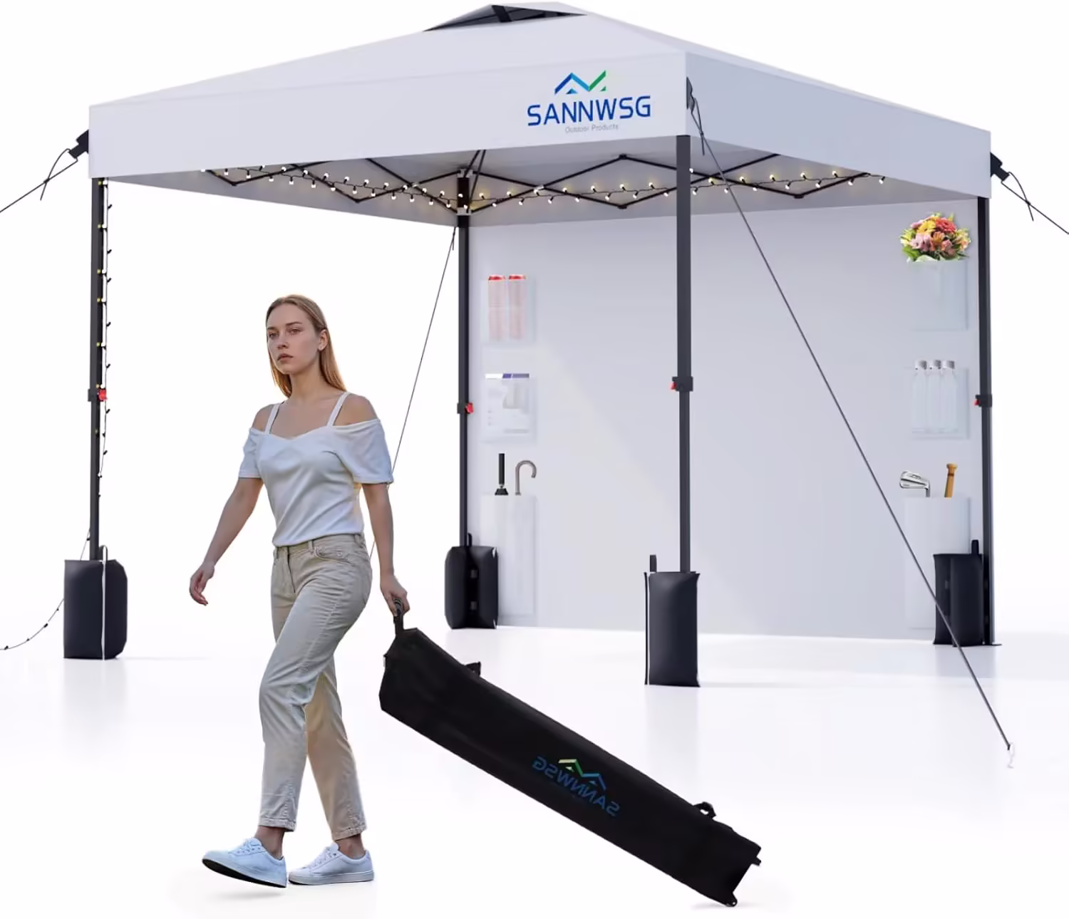 12X12 Pop Up Canopy Tent,Removable Pockets Sidewall for Extra Storage,Easy Up Canopy,Heavy Duty One Person Set Up Event Tent,Grey