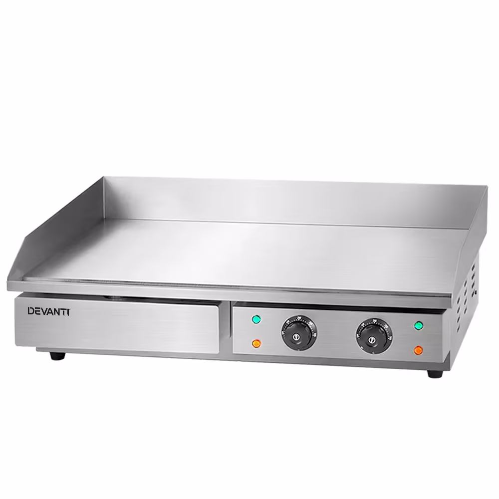 Devanti 73cm Commercial Electric Griddle BBQ Grill Plate 4400W Silver