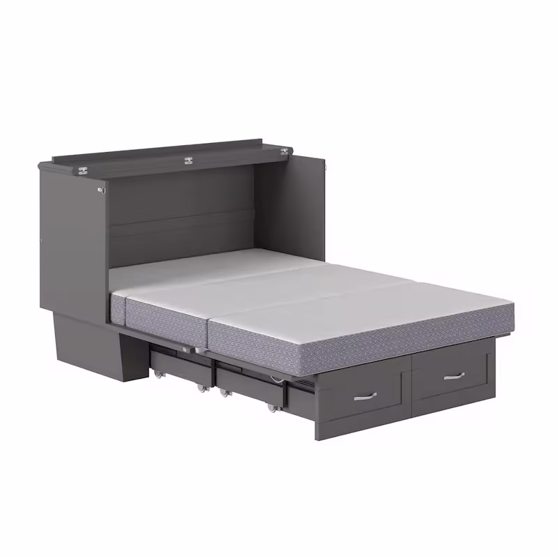 Monroe Full Murphy Bed Chest with 6 Memory Foam Mattress