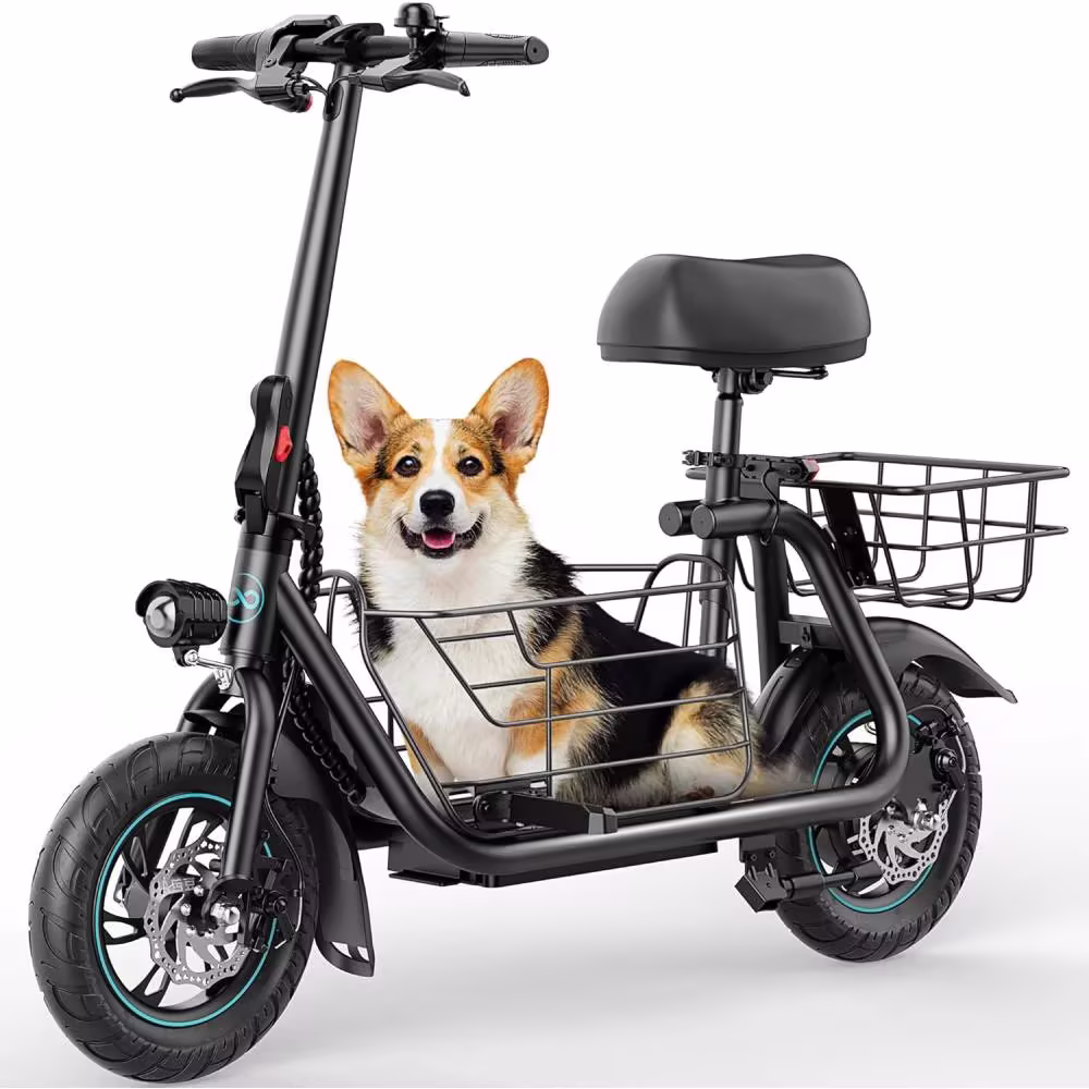 Gyroor Electric Scooter with Basket & Seat, 550W, 20 Mile Range