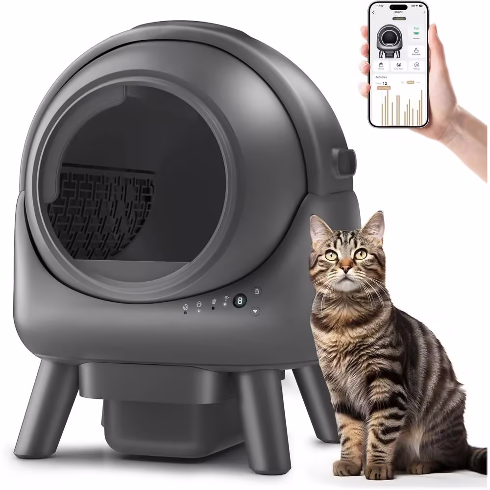 Self-Cleaning Cat Litter Box for Multiple Cats, App Controlled, Grey-Qx2