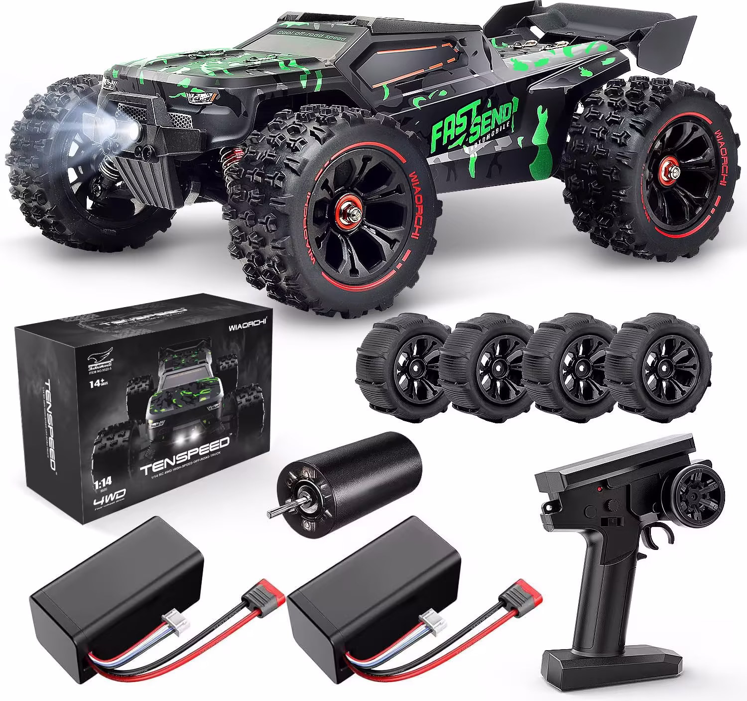 WIAORCHI 1/16 RTR Brushless Fast RC Cars, 42mph with 2 Batteries