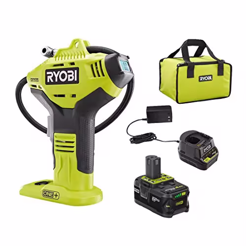 RYOBI ONE+ P737D Cordless Inflator with Digital Gauge, 18V Lithium-Ion Battery, 150 PSI, Portable Pump