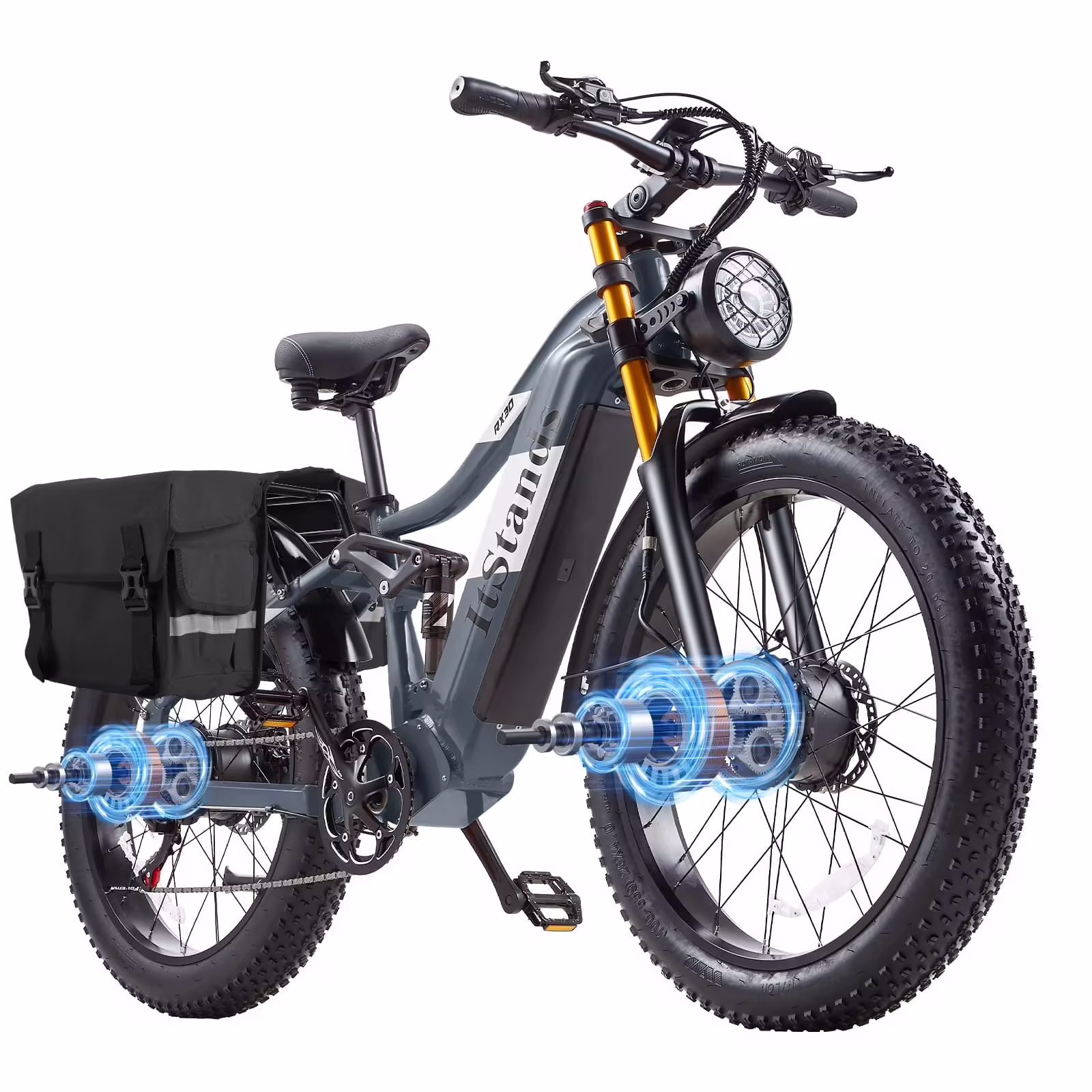 Dual Motors AWD 2000W Electric Bike for Adult 26'' UL2849 48V 30AH E-mountain bike 4.0 Fat Tire up to 35MPH&120Miles Long Range Off-road Ebike Dual Hydraulic Disc Brakes&Ful Suspension Electric Bicyc