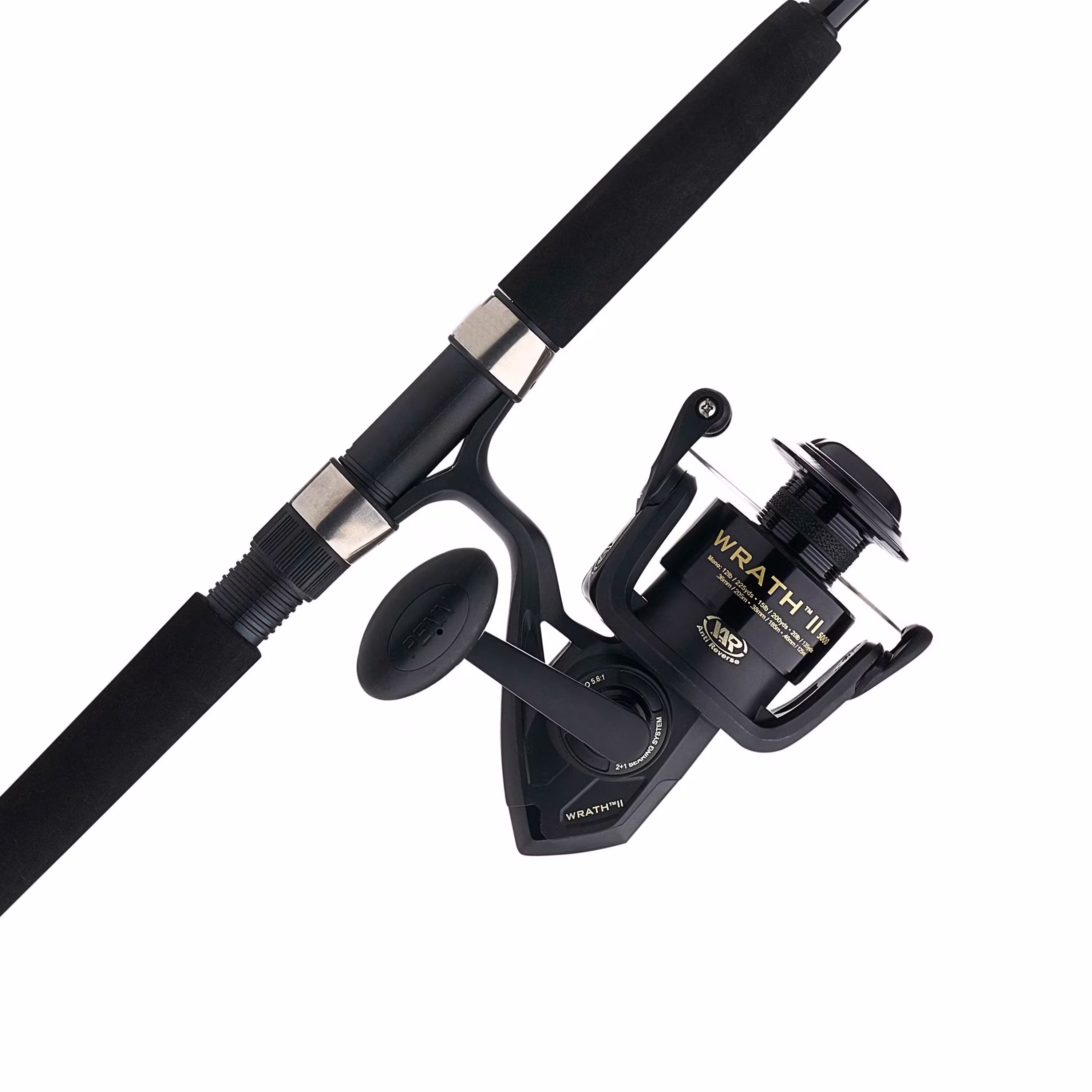 PENN Wrath II Fishing Spinning Combos, 7' Medium Heavy Rod, 5000 Reel
