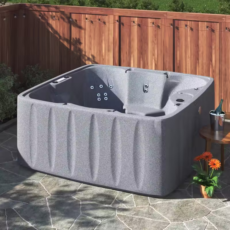 AquaRest Spas 6-Person Plug-and-Play Hot Tub – 29-Jet Square Design with Ozonator