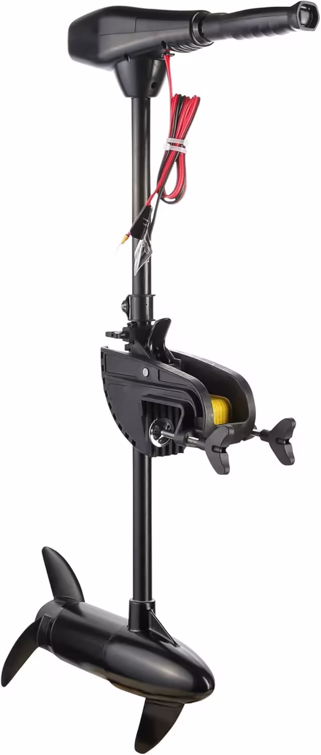 55lb Thrust Saltwater Transom Mounted Electric Trolling Motor plus Newport 12V50Ah Deep Cycle Heavy-Duty Marine Battery, Sealed AGM Kit, Everything Needed to Operation Motor
