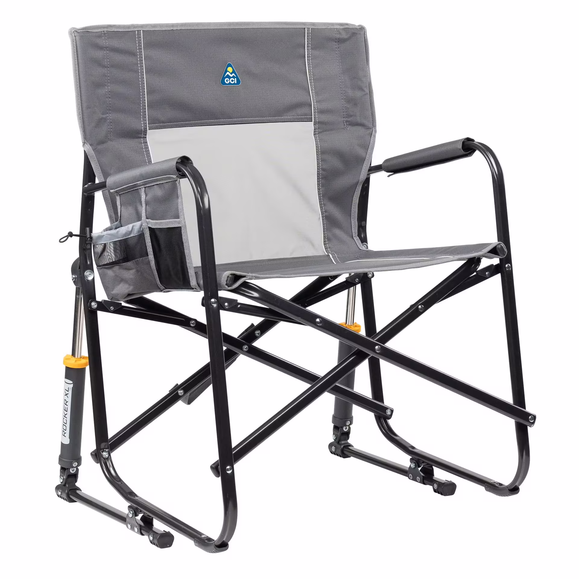 GCI Outdoor Freestyle Rocker XL Oversized Foldable Rocking Camp Chair, Pewter