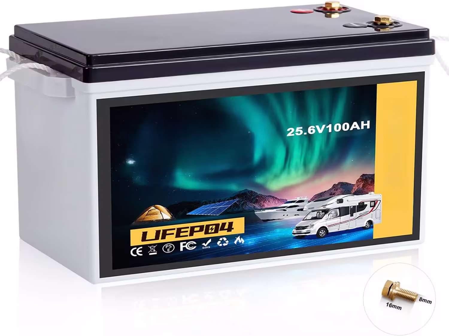 100AH 24V Lithium Battery Built-in 100A BMS,Up to 20000 Deep Cycle,Perfect for Trolling Motors, Marine,RV,Boat,Solar System Home Storage