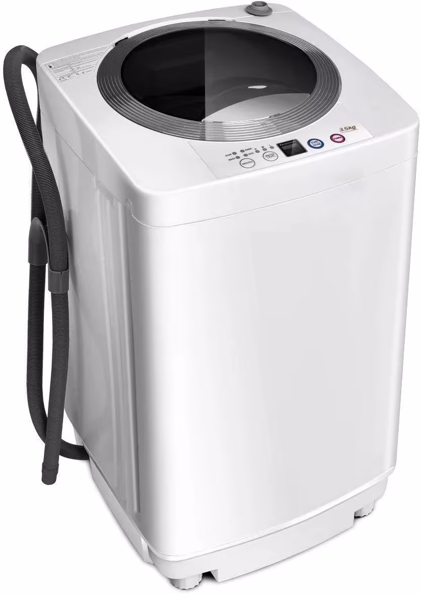 Portable washing machine, a combination of fully automatic washing machine and spin dryer, with built-in pump drainage system, capacity 8 pounds, suitable for compact washing and drying machines in apartments, campers and dormitories.