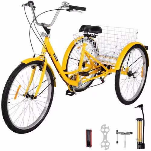 Adult Tricycle 26 7 Speed 3 Wheel Trike Bicycle Bike Cruise w Basket Shooping