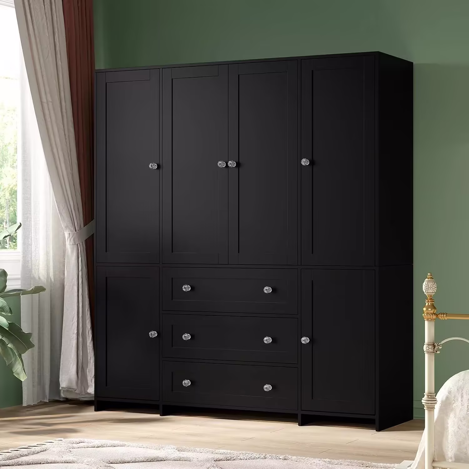 VOWNER Armoire Wardrobe Closet with Drawers and Mirror, 71" Clothing Storage Cabinet