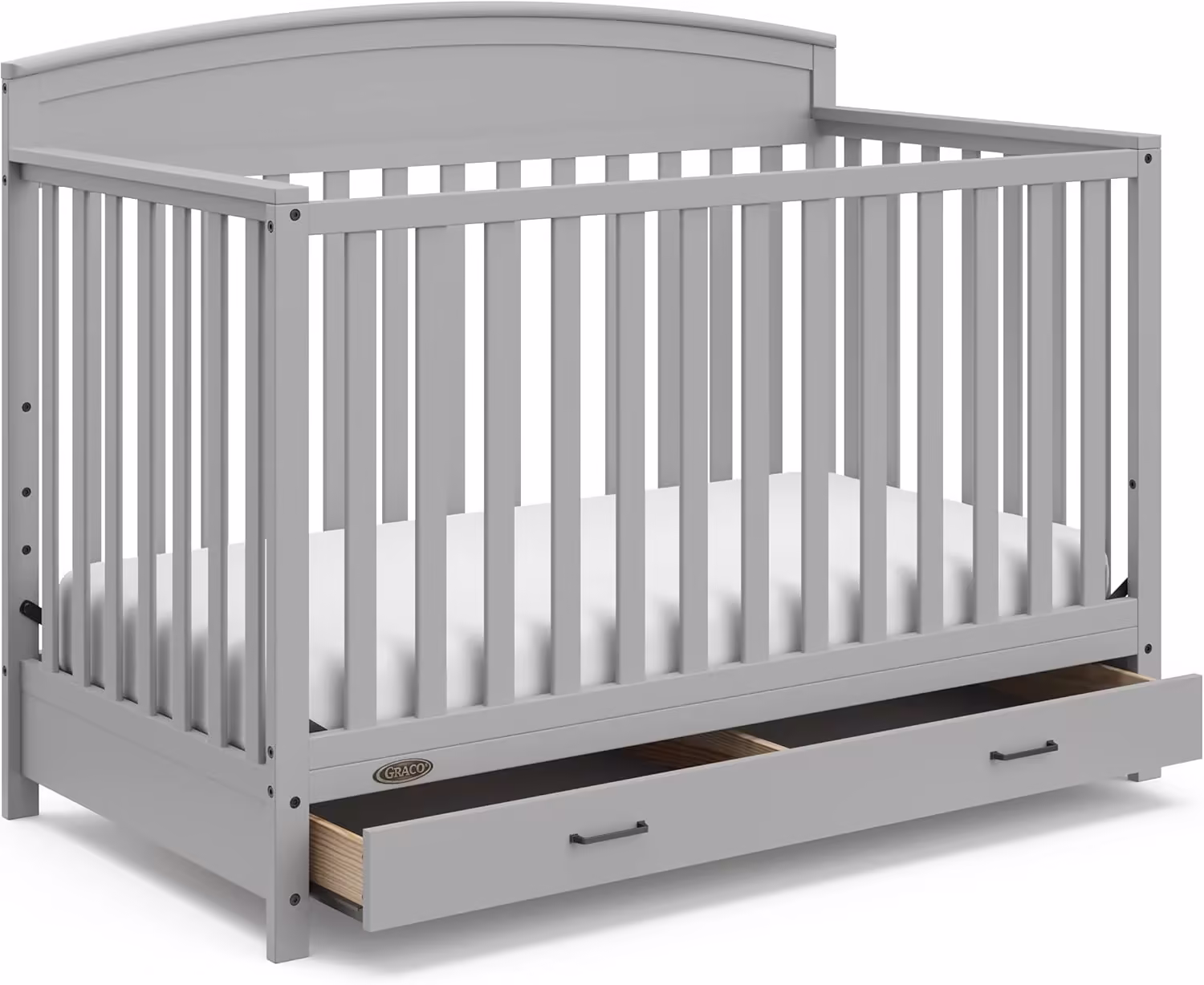 5-in-1 Convertible Baby Bed (with drawers, white) - Green Guardian Gold Certification, built-in baby bed storage drawer, convertible to toddler bed, day bed and full-size bed