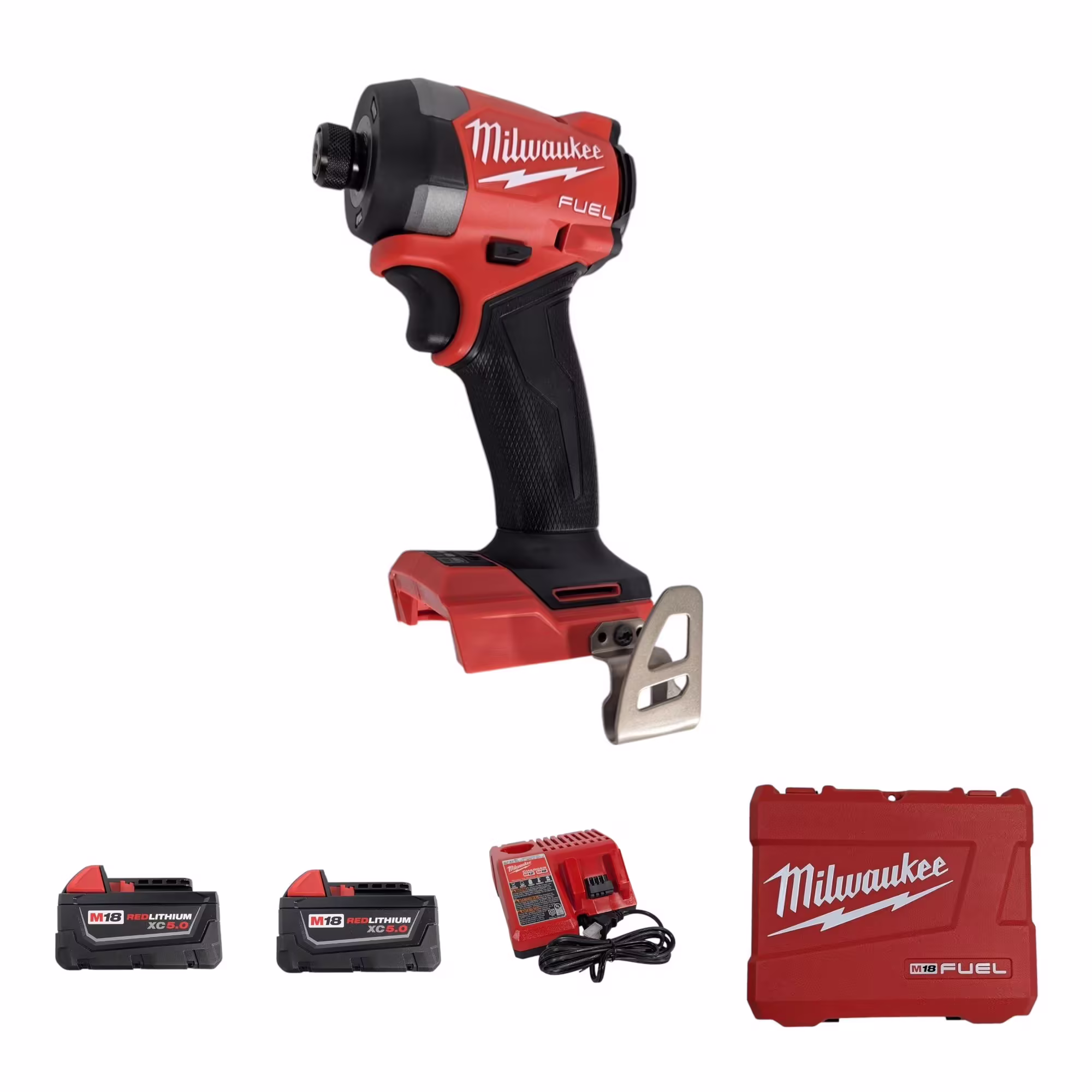 Milwaukee M18 FUEL 1/4" Hex Impact Driver Kit -C 18V Brushless Cordless Driver with 2 x 5.0Ah Batteries, Charger, and Case (Model 2953-22)