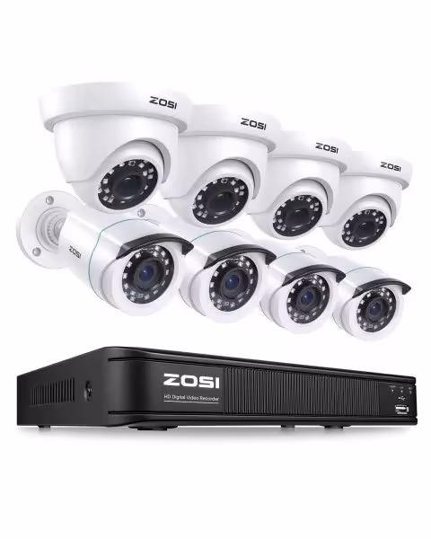 ZOSI 8 Security Camera System 720p DVR 8 Channel 1280TVL HD Weatherproof CCTV