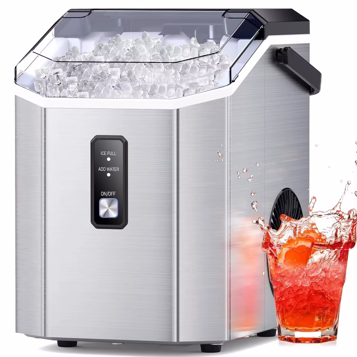 Nugget Ice Makers Countertop, Pebble Ice Makers with Soft Chewable Ice, Ready in 6 Mins, 35lbs/24H, One-Click Operation, Self Cleaning, Portable Ice Maker Machine for Home/Kitchen/RV/Camping
