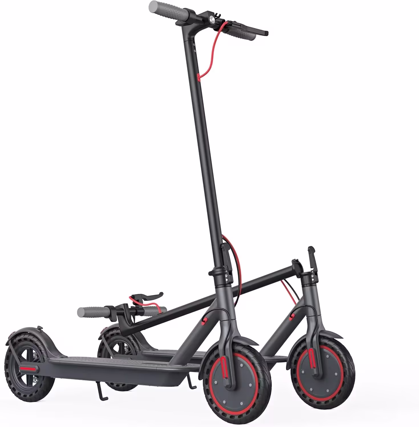 Electric Scooter - 8.5" Solid Tires, 350W Motor, Up to 19 MPH and 21-23 Miles Long-Range Portable Foldable Commuting Scooter for Adults with Double Braking System and App