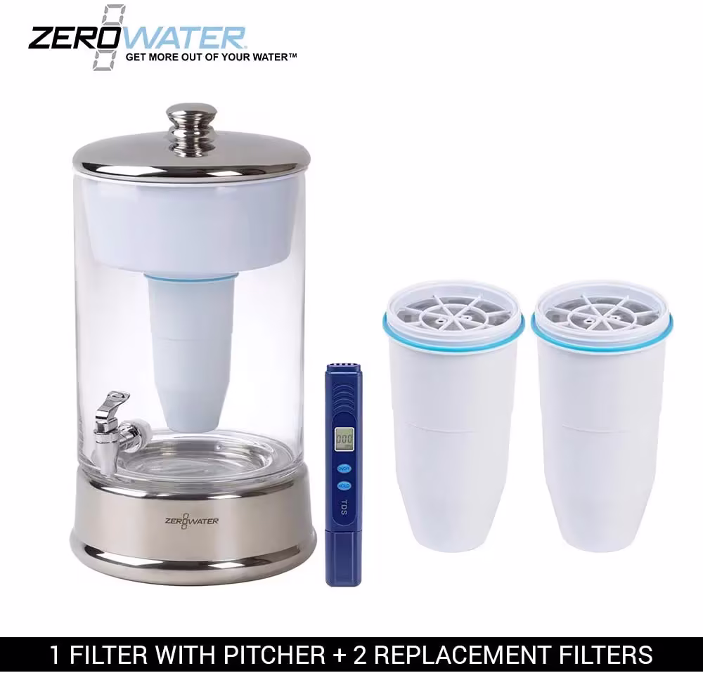 40 Cup Ready-Pour Glass Dispenser BPA-Free with Free Water Quality Meter NSF Certified