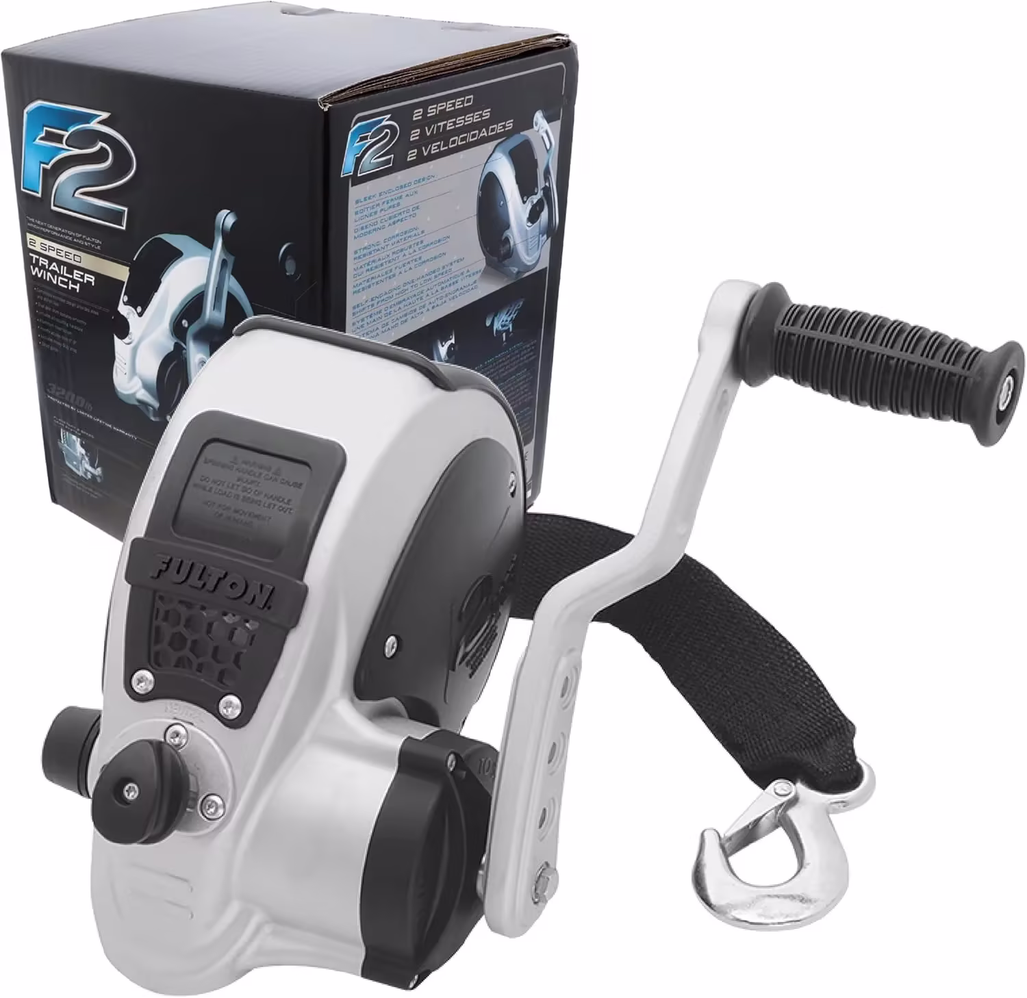 Fulton F2 Marine Trailer Winch 3200lbs 2-Speed Adjustable