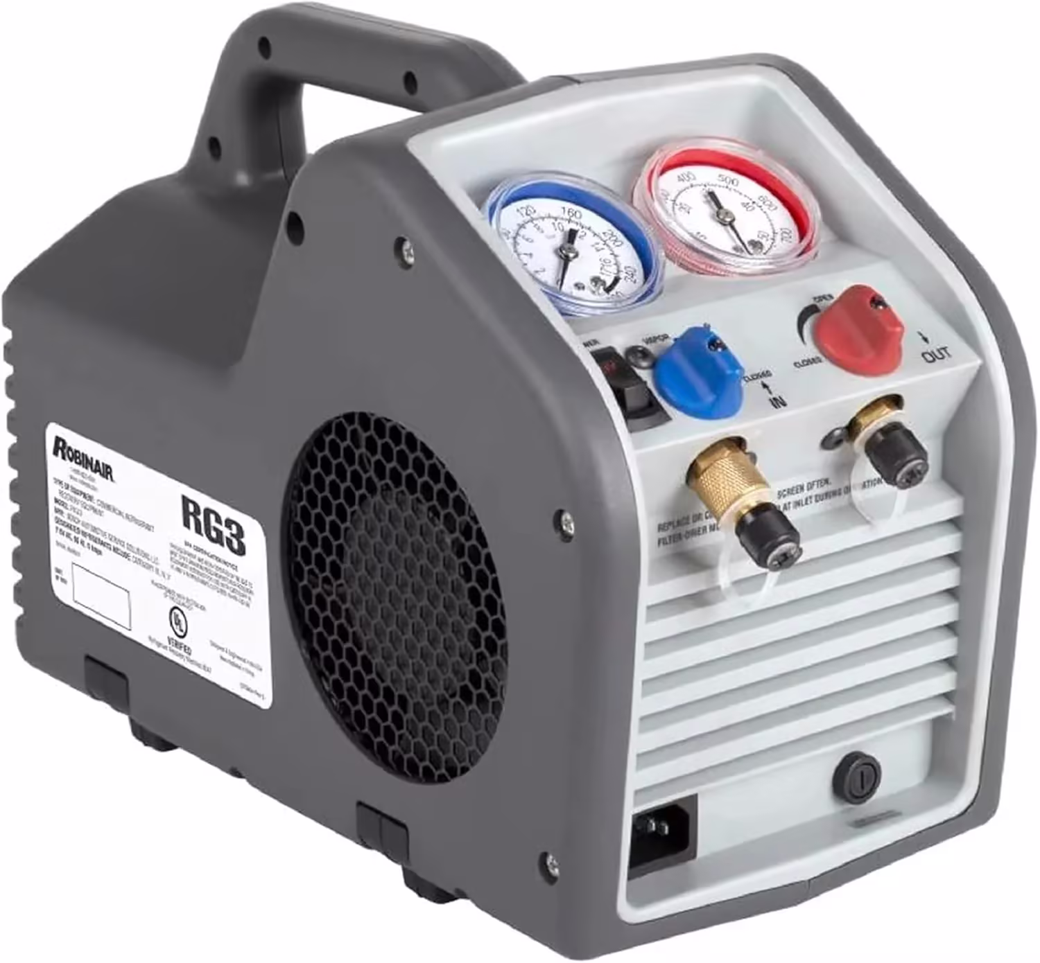 (Portable Refrigerant Recovery Machine – 115V, 60Hz, for Both Liquid and Vapor Refrigerant, White-Robinair