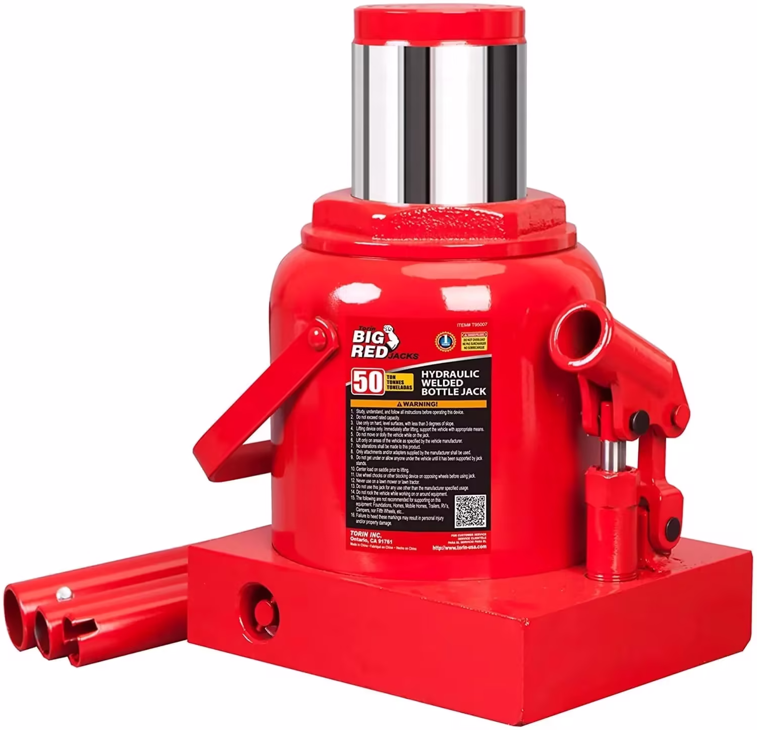 BIG RED 50 Ton Low Profile Hydraulic Bottle Jack Welded Construction for Automotive & Heavy Lifting