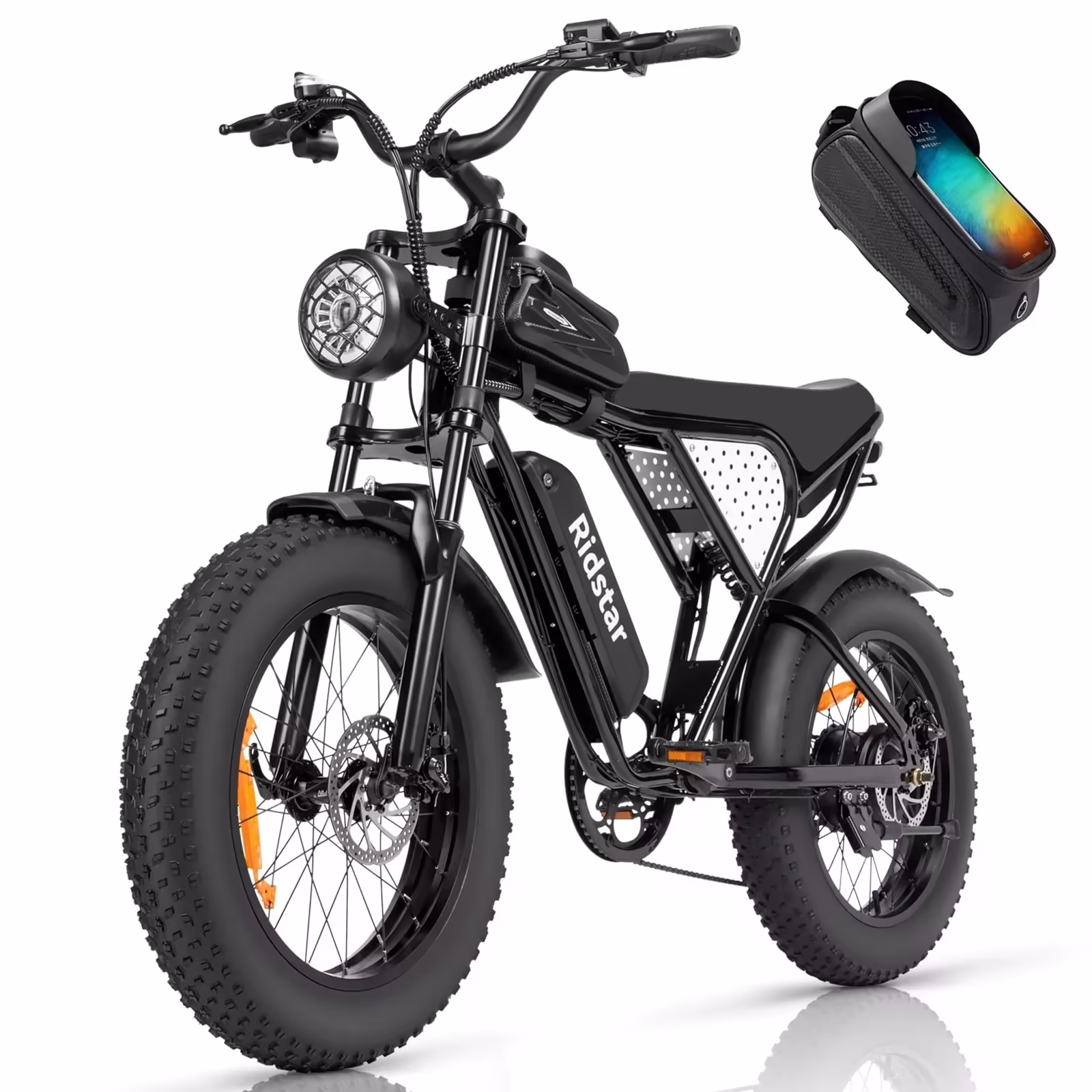 Electric Bike for Adults Ridstar, 1200W 30mph Moutain Bike,48V 15.6AH Battery E-Bike,20" Fat Tire Electric Motorcycle,Electric Bicycle 7 Speed Full Suspension