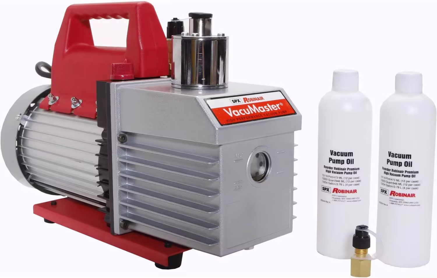 VacuMaster Economy Vacuum Pump - 2-Stage, 8 CFM, CHROME,Red/Silver