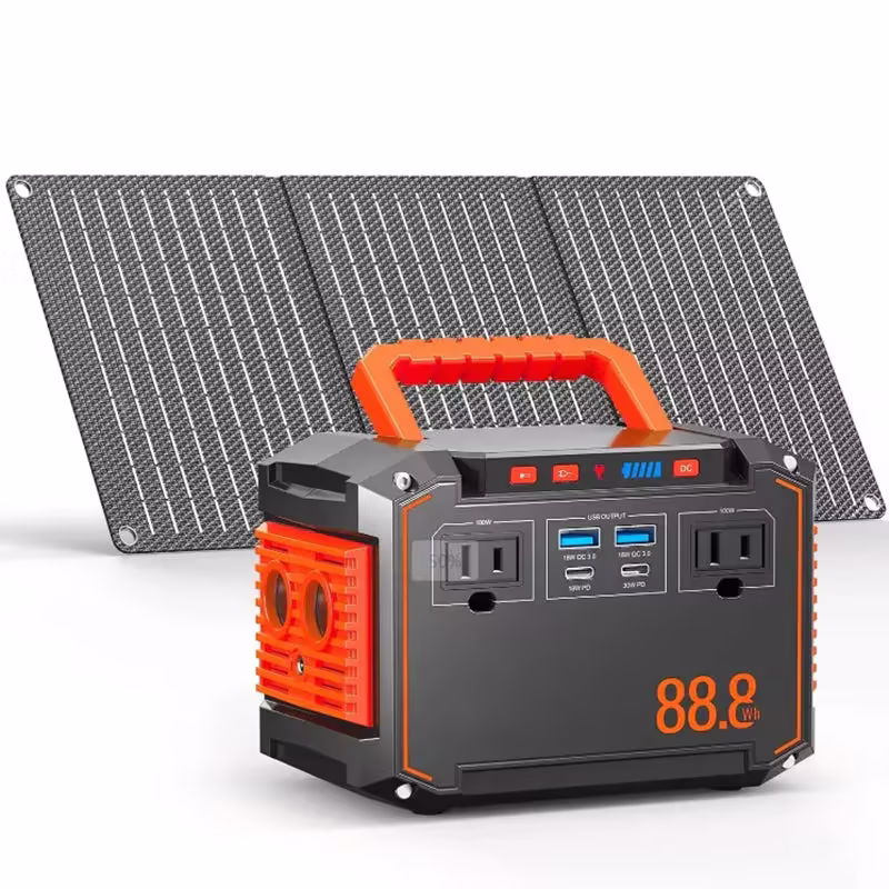 150W Peak Solar Generator with 30W Solar Panel with AC Outlet