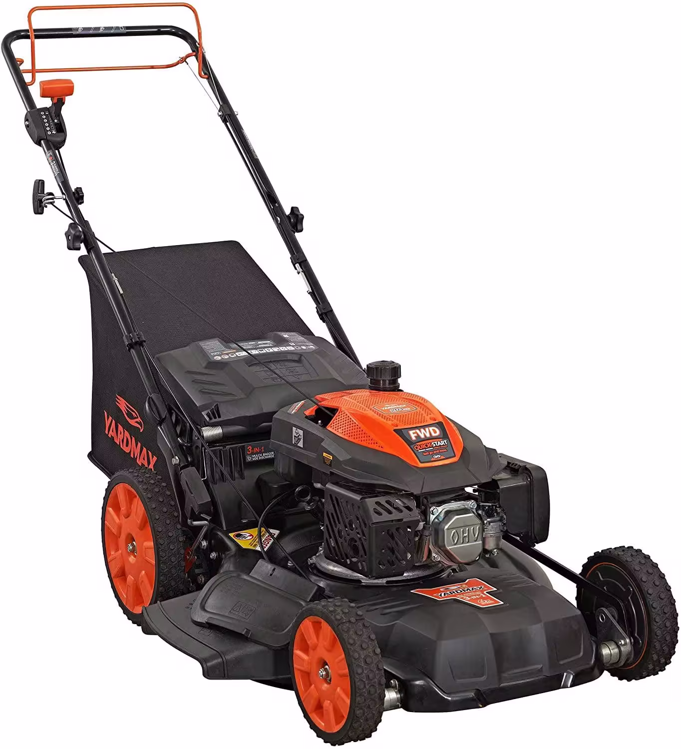 YG2860 22′′ 201cc 3-in-1 Gas Self-Propelled Lawn Mower with CVT and High Wheels