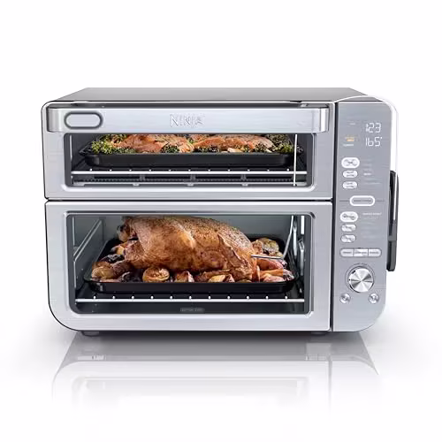 Ninja Countertop Oven Double Stack XL & Air Fryer with Pro Cook System, 12 in 1, Flexdoor, FlavorSeal, SMART FINISH with DualZone Technology, Air Fryer, Bake, Broil, Reheat, Stainless Steel, DCT651