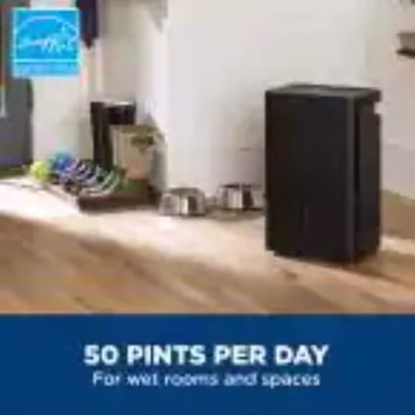 50 pt. Dehumidifier for Basement, Garage or Wet Rooms up to 4500 sq. ft. in Black, Three Fan Speeds, ENERGY STAR