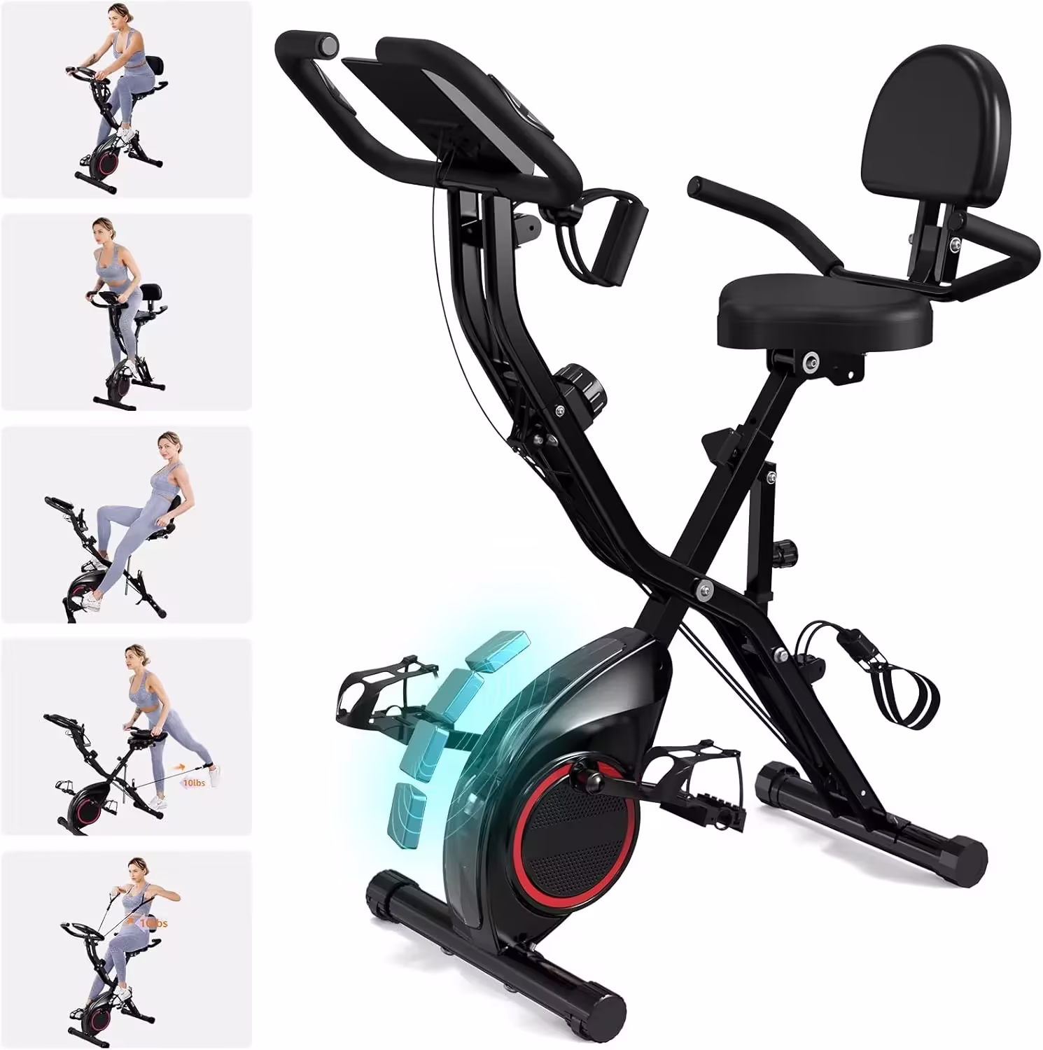 Foldable Exercise Bike Stationary Bikes for Home, 5 IN 1 Indoor Workout Bike, Cycling Bike with 16-Level Quiet Magnetic Resistance, 6.6 LBS Flywheel and 300LBS Capacity, 2025 Designed 817 X-bike