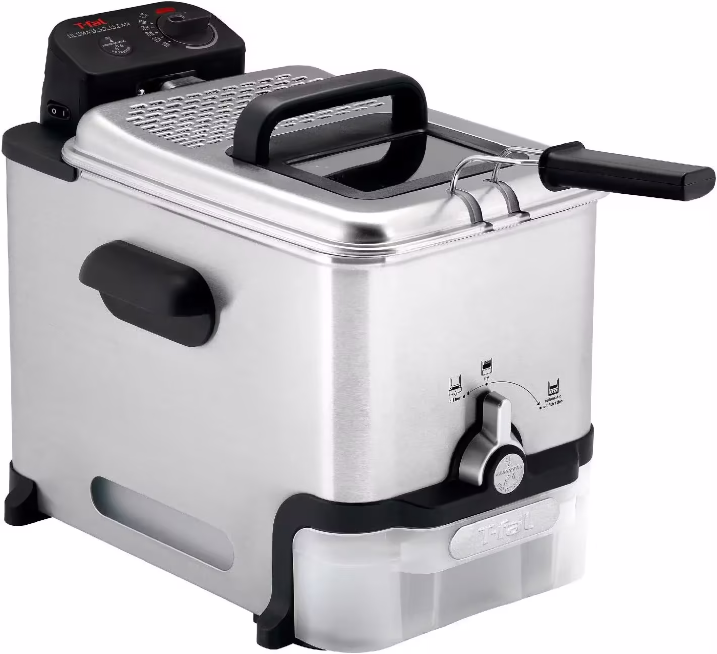 T-Fal Ultimate Steel Deep Fryer with Basket 3.5 Liter Oil and 2.6 Pound Food Capacity