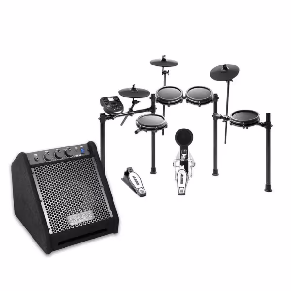 Alesis Nitro Mesh Electronic Drum Kit with DA25 Amp, Dual-Zone Snare, 8 Mesh Toms, 10 Cymbals, 25W Amp