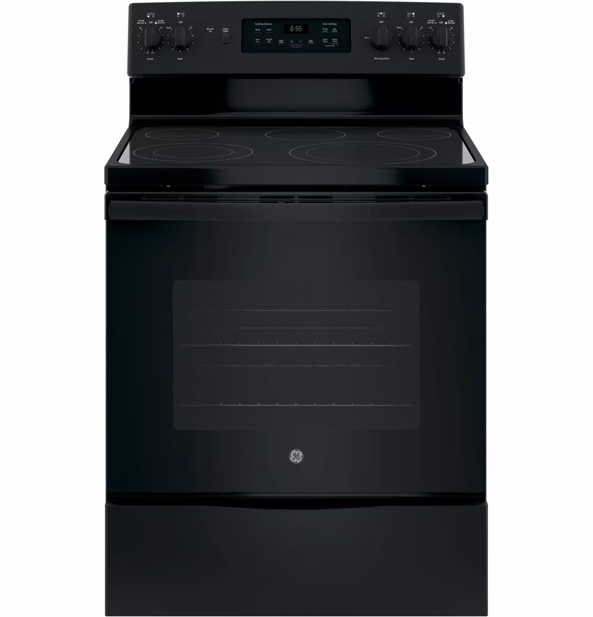 GE 30′′ Freestanding Electric Range, Black – Dual-Element Cooktop, Convection Oven, Self-Cleaning