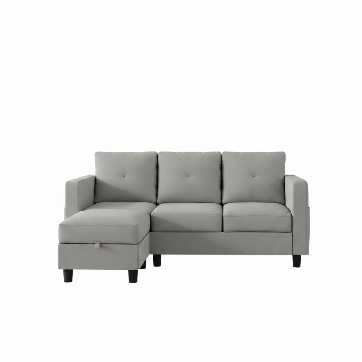 Light Grey L Shaped Sectional Sofa With Ottoman